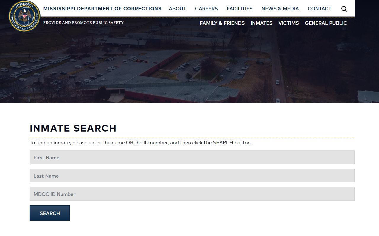 Mississippi MDOC inmate search fields for Marion County state custody lookup